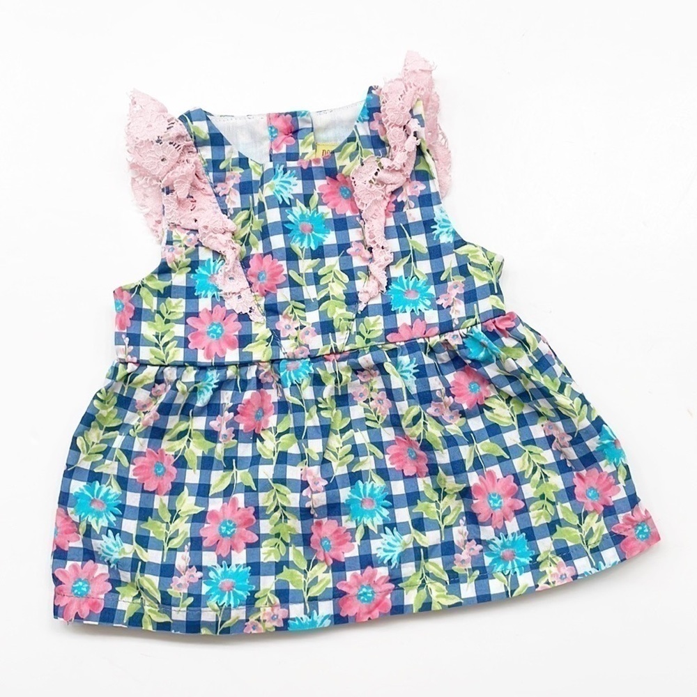 Penelope Mack baby girls floral plaid print top